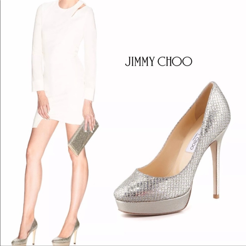 Jimmy Choo Cosmic Champagne High Heels Closed Toe